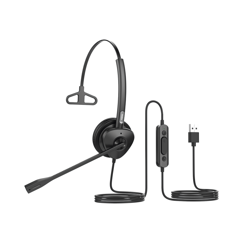 HT301U Diadema monoaural con tecnología antishock para teléfonos IP FANVIL con interfaz USB con micrófono de cancelación de ruido, larga durabilidad