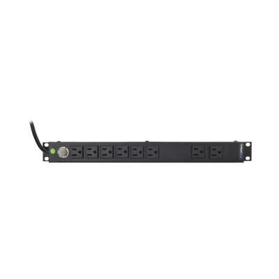 Multicontacto Horizontal (PDU) de 8 Contactos (NEMA 5-15R) Rack 19" 1UR. Voltaje Entrada/Salida: 120Vca/15A - Toer