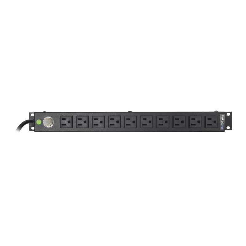 HTCM-1U-10C Tomacorriente Horizontal (PDU) de 10 Contactos (NEMA 5-15R) Rack 19 1UR. Voltaje Entrada/Salida: 120Vca/15A