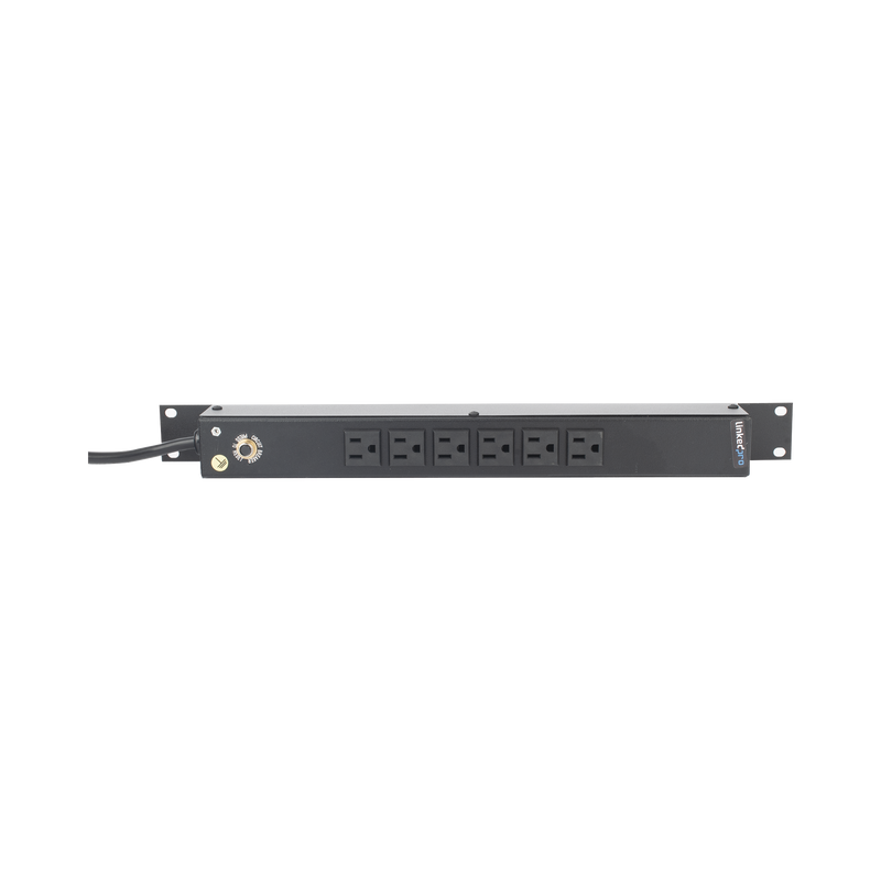 Multicontacto Horizontal (PDU) de 6 Contactos (NEMA 5-15R) Rack 19 1UR. Voltaje Entrada/Salida: 120Vca/15A