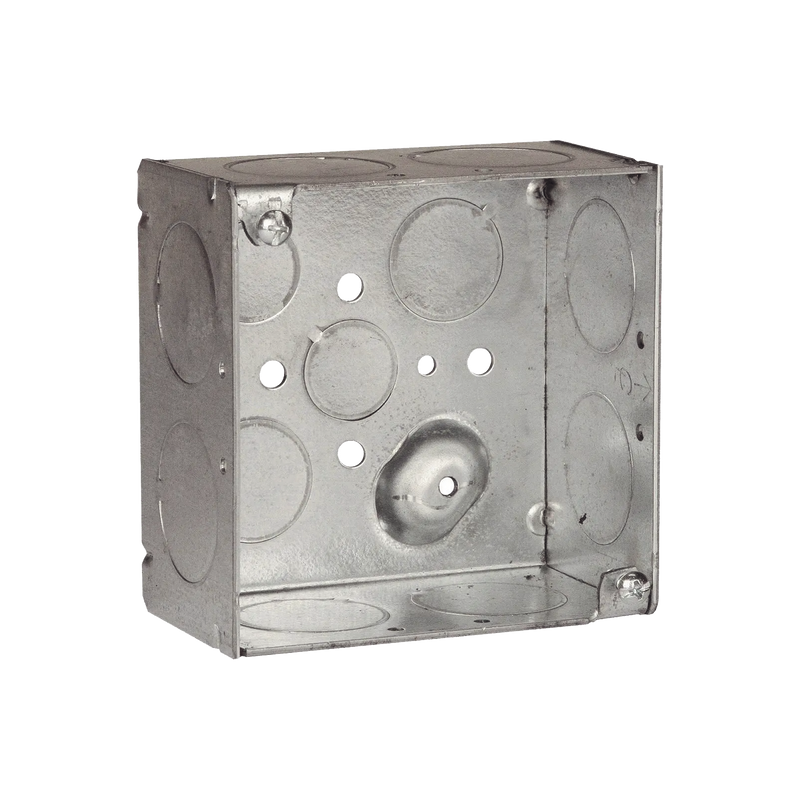 Caja Cuadrada Galvanizada de 4 x 4/ Profundidad de 2 1/8 /8 Entradas 1, 3 Entradas 1/2 y  2 Entradas 3/4/ Soldada.