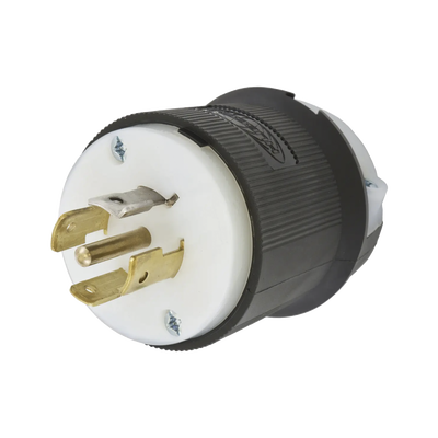 Clavija Industrial con Bloqueo de Media Vuelta / 20 A 120/208 V CA / 4 Polos 5 Hilos / Color Blanco y Negro / Nema L21-20P/ Grado Industrial. - Toer
