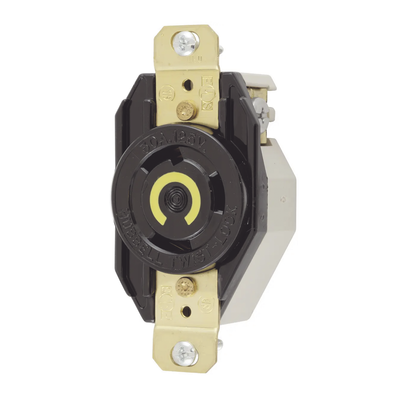 Receptáculo de Media Vuelta Industrial 30 A 125 V CA 2 Polos 3 Hilos (Nema L5-30R) Color Negro. - Toer