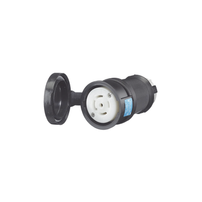 Conector Industrial con Bloqueo de Media Vuelta / 30 A 120/208 V CA / Nema L21-30R / 4 Polos 5 Hilos / Color Blanco y Negro / / Grado Industrial. - Toer