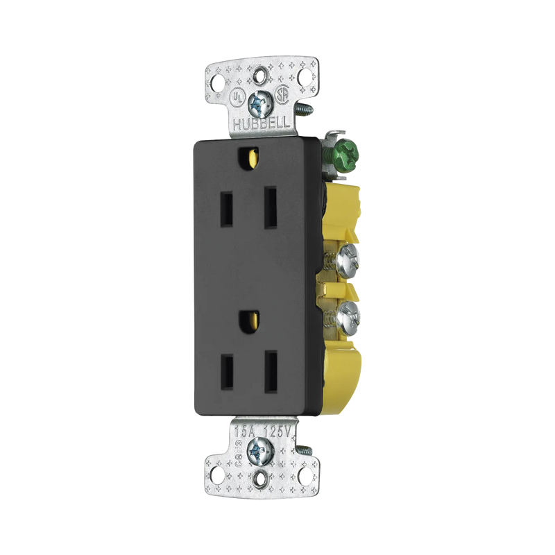 Contacto Duplex Decorador 15A 125V / 2 Polos 3 Hilos/ Nema5-15R / Color Negro.