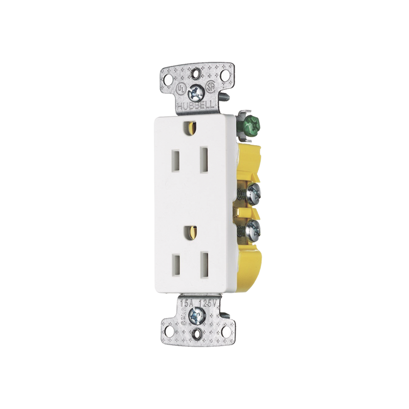 Contacto Duplex Decorador 15A 125V, 2 Polos, 3 Hilos, Color  Blanco (Nema5-15R).