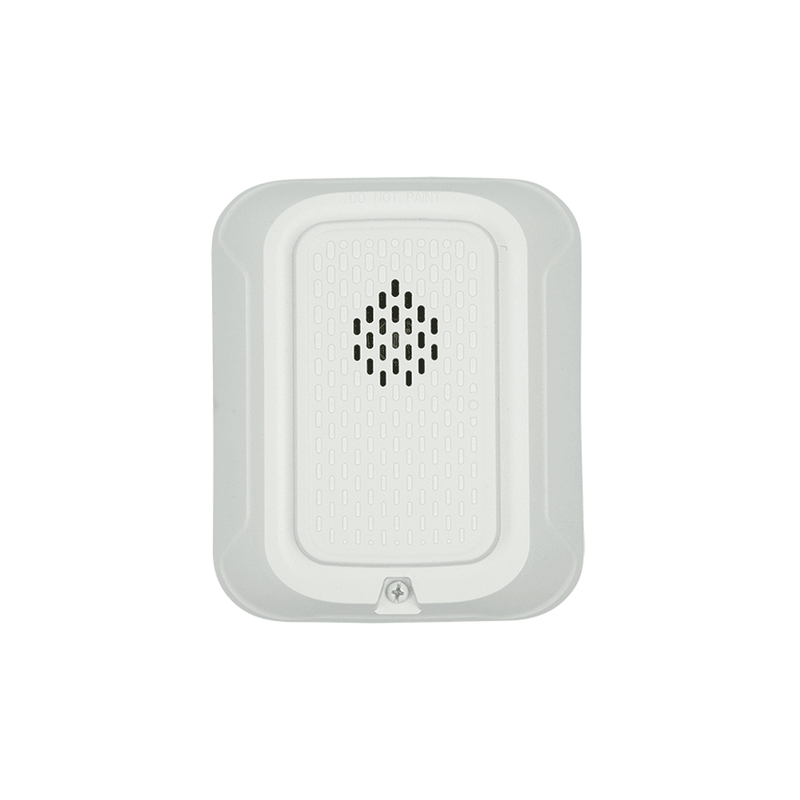 HW-L Sirena para Montaje en Pared, 12 a 24 Vcc, Color Blanco, Nuevo Diseño Moderno y Elegante y Menor Consumo de Corriente