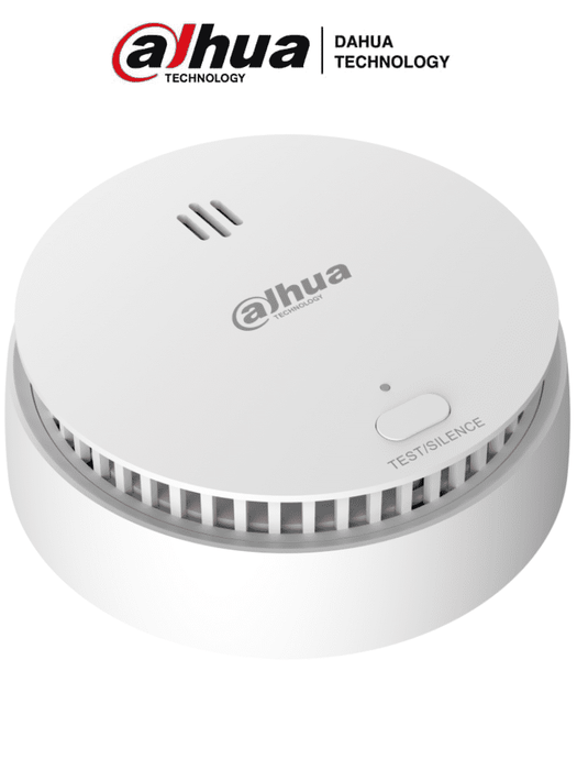DAHUA DHI-HY-SA21A-W2 - Detector de humo inalámbrico, Sensor fotoeléctrico de doble cámara, Sirena de 85dB, Botón de prueba y silenciar, LED indicador, App DMSS, Frecuencia 433 MHz, Tecnología: AirShield, Compatible con HUB 1.0 y HUB 2.0