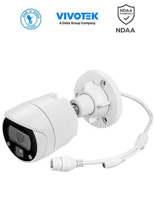 VIVOTEK IB9369 -  Cámara IP bullet exterior 2 MP, lente fijo 2.8mm, Iluminadores Smart IR 30m, WDR digital, Smart Stream III, Smart Motion, 3DNR, Ranura MicroSD, IP66, IK10, NDAA, ONVIF