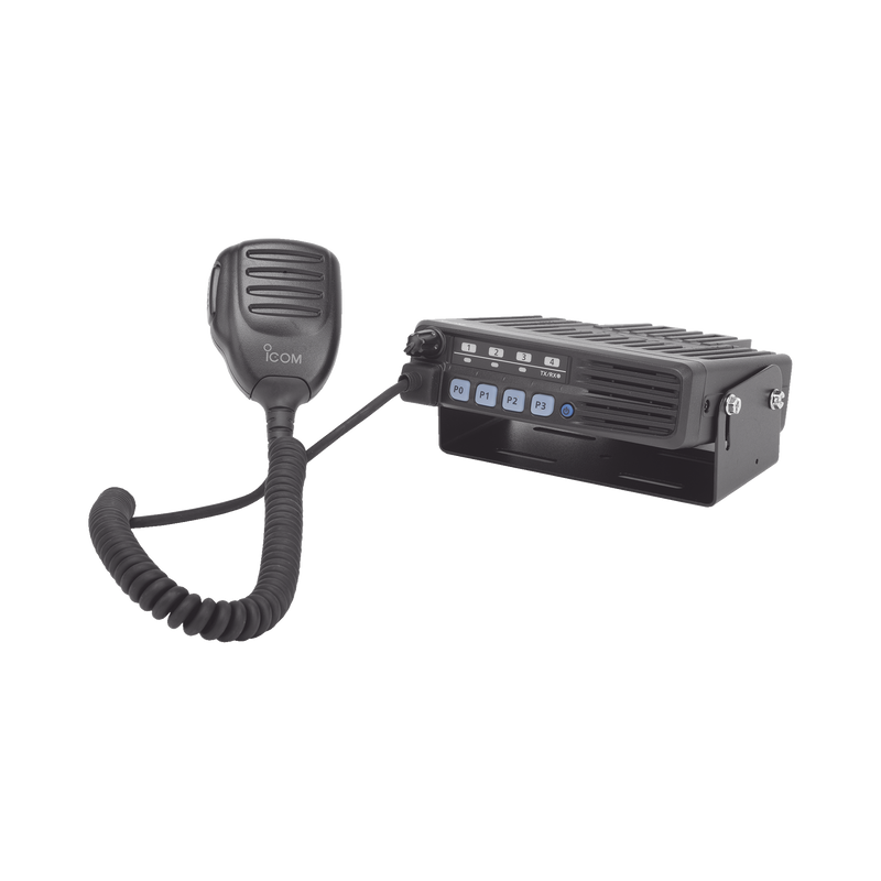 IC-F5013 Radio Móvil Analógico en rango de frecuencia 136-174 MHz, 50 W de potencia de RF. Incluye micrófono, cable de corriente y bracket.
