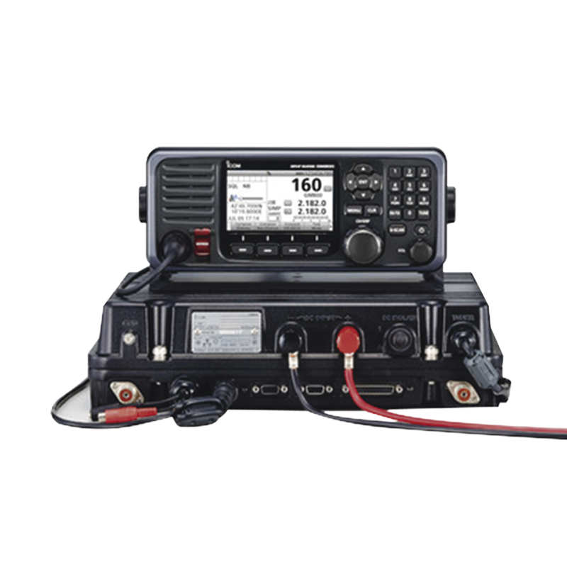 IC-GM800 Radio móvil marino en la banda de MF/HF, cumple con GMDSS bajo el requerimiento de SOLAS, pantalla de 4.3 pulgadas. Incluye micrófono y kit de montaje.