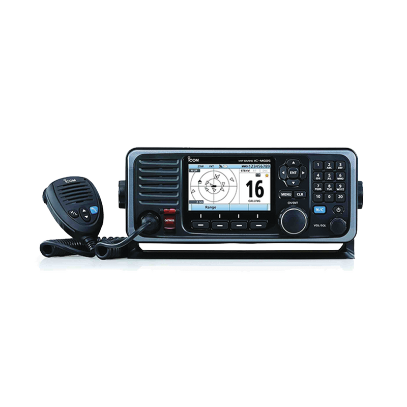 IC-M605/31 Radio Móvil Marino en la banda de VHF, con pantalla a color de 4.3 pulgadas, receptor de GPS, grabador de voz, no incluye el receptor AIS