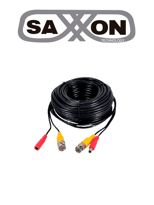 SAXXON SXWB50 - Cable Coaxial Siamés Armado / Conector BNC de Video / Conector de Alimentación / 50 Metros  / 100% Cobre / Optimizado para cámaras 4K / Uso en interior /