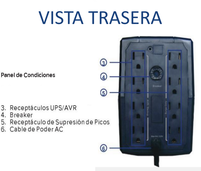CDP R-UPR1008 - UPS Interactivo de 1000 VA y 500W, con 8 terminales de salida: 4 con respaldo y 4 con supresión de picos.