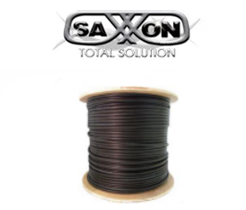 SAXXON OFTPCAT6COPEXT - Bobina de Cable FTP Cat6 100% Cobre/ 305 Metros/ Blindado/ Color Negro/ Uso Exterior/ Ideal para Cableado de Redes de Datos y Video/ Cert ISO9001/ UL / RoSH/