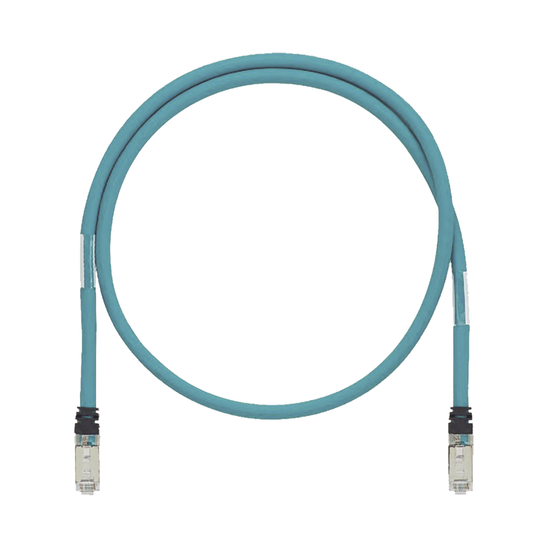 Patch Cord Cat6A de Grado Industrial 600V, Blindado SF/UTP, Calibre 26 AWG, Color Aqua, 1.5m