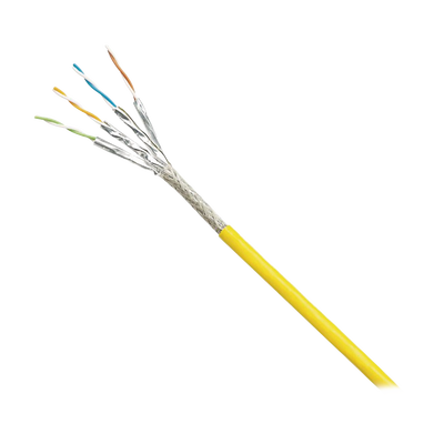 Bobina de Cable Blindado S/FTP Categoría 6A, Uso Industrial con Resistencia al Aceite, Rayos UV y Abrasión, Multifilar (Flexible), Color Amarillo, Bobina de 500m - Toer