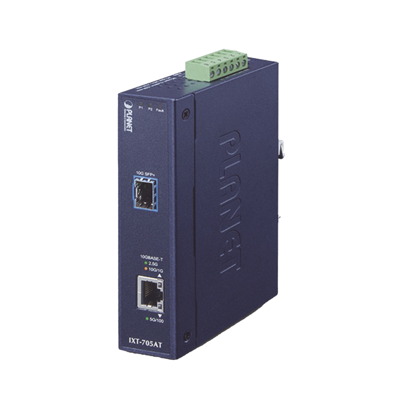 IXT-705AT Convertidor de Medios Industrial Ethernet RJ45 10G/5G/2.5G/1G/100M a SFP+ 10GBASE-X