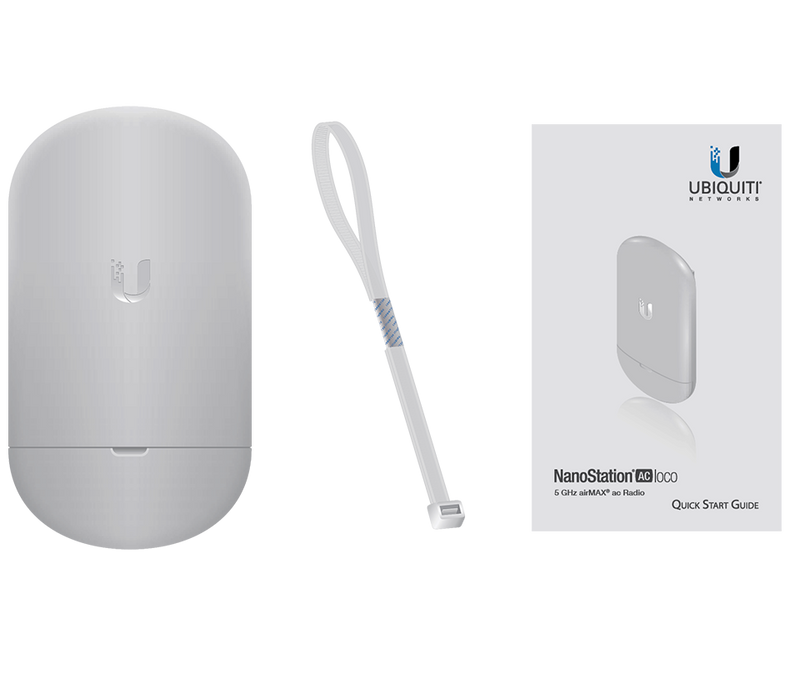 UBIQUITI NANOSTATION AC LOCO5AC- Radio con Antena Integrada AirMax AC 5.8GHz para uso en exteriores, con tecnología MIMO. Cuenta con una antena panel de 13dBi y una potencia de transmisión de 25dBm. No incluye adaptador PoE.