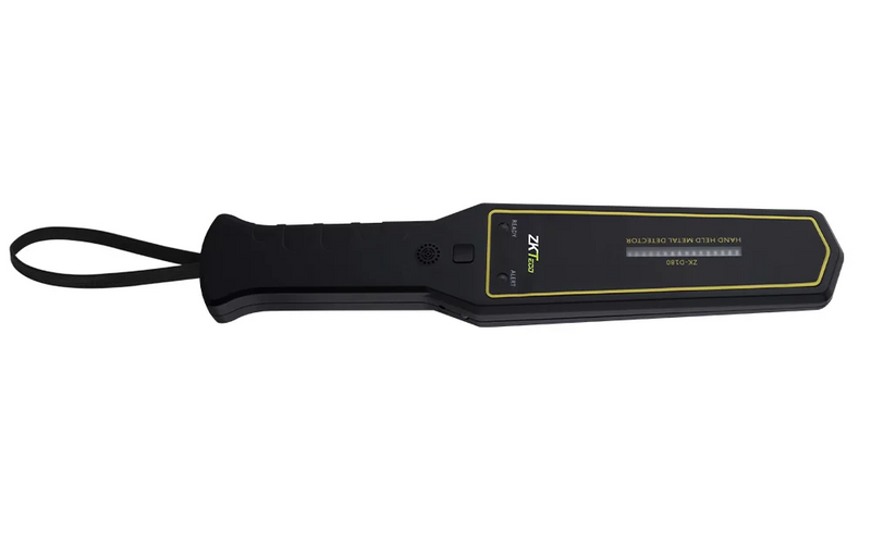 ZKTECO D180 - Detector de metales portátil con alta sensibilidad, indicador visual y alarmas sonora y de vibración. Su batería recargable de 9VDC proporciona hasta 40 horas de uso continuo, ideal para aplicaciones de seguridad eficientes y prolongadas.