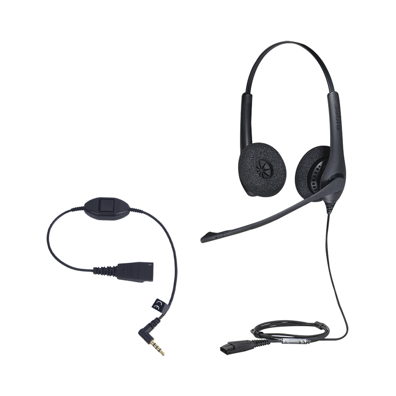 KIT, Diadema con cancelación de ruido, con accesorio para conexiones 3.5mm Incluye modelos BIZ-1500-DUO-QD y MOBILE-QD-35MM-S﻿