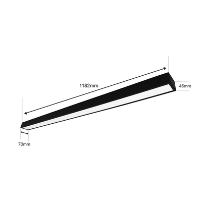 Panel LED Suspendido 22 W / 127 Vca~60Hz / Flujo luminoso 1 980 lm / Medidas 1182 x 70 x 45 mm  / TCC 6 500 K / Ángulo de Luz de 140°. - Toer