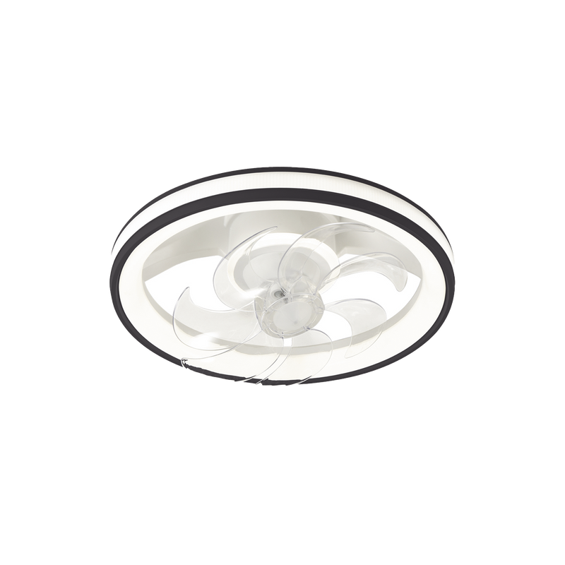 JLV-014 Ventilador de Techo con Luminario LED de  110 V CA 50/60 Hz /  88 W /4500 Lm / 6500 - 4 000 - 2 700 K /3 Tonos de Luz / 501 mm / 6 Velocidades / Dimeable / Color Blanco y Negro.