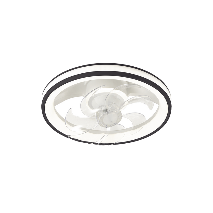 Ventilador de Techo con Luminario LED de  110 V CA 50/60 Hz /  88 W /4500 Lm / 6500 - 4 000 - 2 700 K /3 Tonos de Luz / 501 mm / 6 Velocidades / Dimeable / Color Blanco y Negro.
