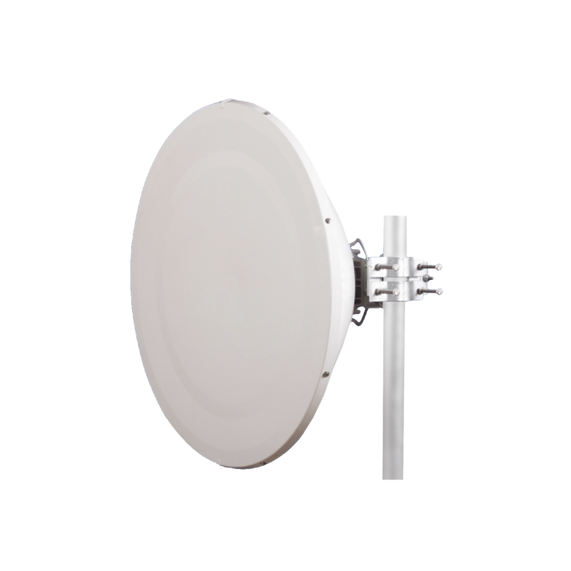 Antena direccional Alto Rendimiento / Parábola profunda para mayor aislamiento al ruido /4 ft / Guía de onda  para radio B5x y C5x / Ganancia de 35 dBi / Soporte de acero inoxidable / Polaridad en 90 ° y 45 ° / Incluye montaje.