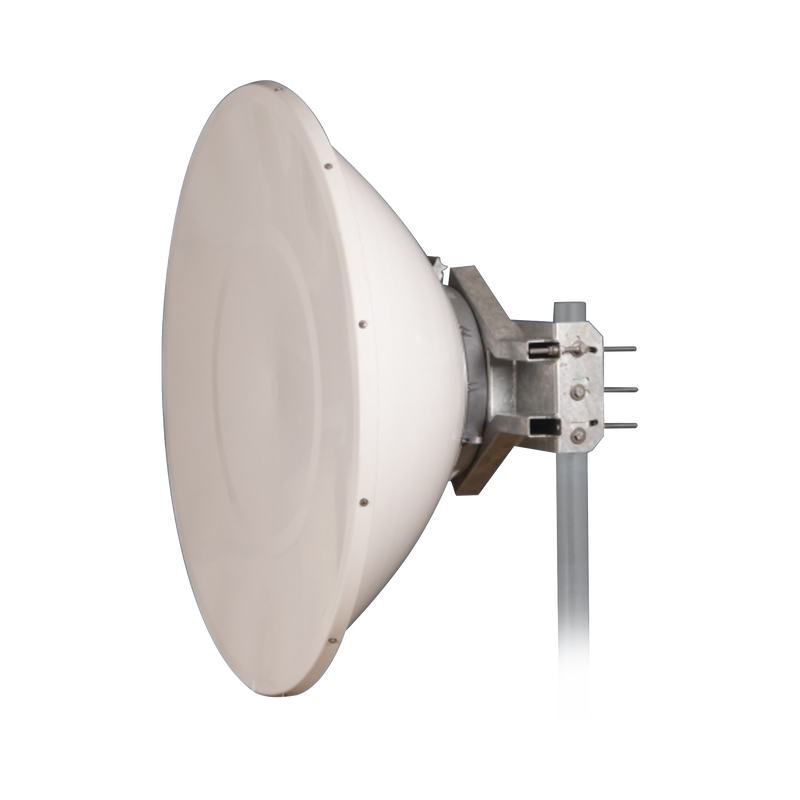 Antena Direccional de Alto Rendimiento / 35.5 ± 1 dBi  / 4 ft / 5.9-7.125 GHz / Conectores RP-SMA / Alto Aislamiento al Ruido / Fácil Montaje y herraje de acero inoxidable /  Radomo Incluido