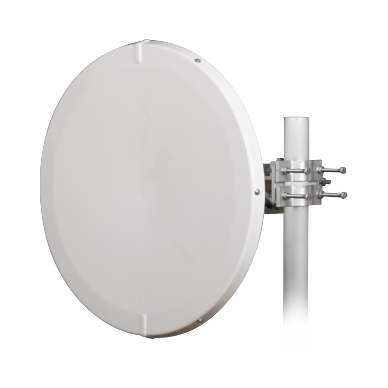 Antena Direccional de Alto Rendimiento / 30.5 ± 1 dBi / 2 ft / 5.9-7.125 GHz / Conectores RP-SMA / Alto Aislamiento al Ruido / Fácil Montaje y herraje de acero inoxidable /  Radomo Incluido