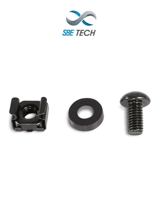 SBE TECH JTE1224- Juego de tuerca enjaulada y tornillo con 50 piezas, tornillos 12-24, para montaje de equipos en gabinete