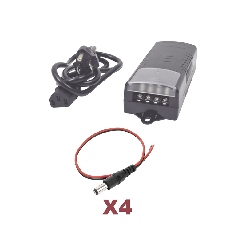 K1-PS12DC4C Kit con fuente EPCOM con salida de 12 Vcc a 5 Amper con 4 salidas / Incluye conectores