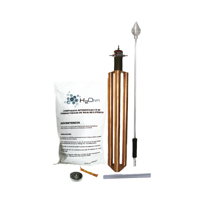 KDA-LU Punta Pararrayos para 80 m de Diámetro de Protección con Electrodo y Mejorador de Terreno.