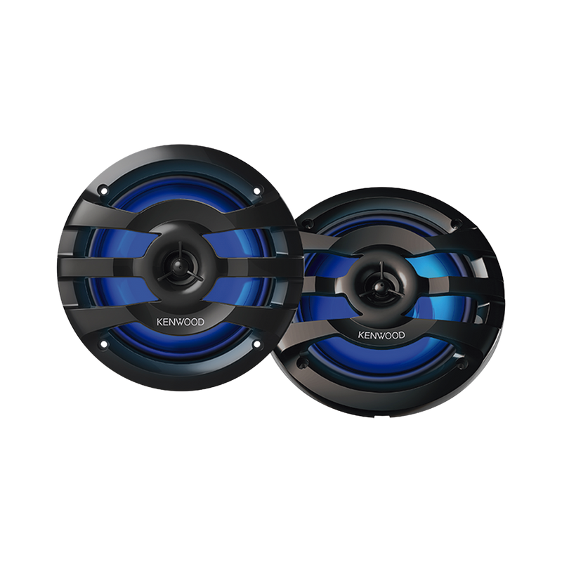 Par de altavoces fabricados en grado marinos en rejilla color negro de 6.5 con iluminación led,  potencia máxima de 260 W
