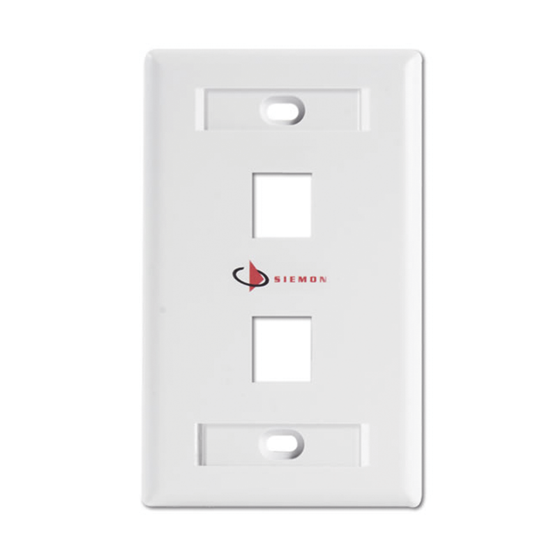 KFP-S-02-02S Placa de pared Keystone de 2 salidas, color blanco, para Jacks Keystone Z-MAX y MAX