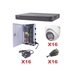 KIT TurboHD 1080p / DVR 16 Canales / 16 Cámaras Turret con Audio Integrado (Exterior 2.8 mm) / Transceptores / Conectores / Fuente de Poder Profesional - Toer