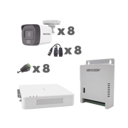 KIT TurboHD 1080p / DVR 8 Canales con audio por coaxitron / 8 Cámaras con Micrófono Integrado 101° Visión/  luz blanca + IR visión nocturna  / Transceptores / Conectores / Fuente de Poder Profesional - Toer