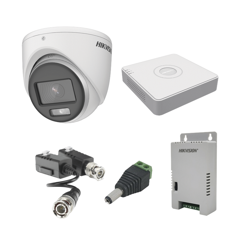 KH1080PL4EC  KIT COLORVU TURBOHD 1080pLite / DVR 4 Canales / 4 Cámaras Eyeball (exterior) / Transceptores / Conectores / Fuente de Poder Profesional