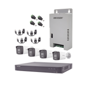 Kit Audio Bidireccional TurboHD 4K-3K / DVR 4 Canales 4K / 4 Cámaras Bala (Exterior) con Bocina y Microfóno Integrado 3K / 1 Fuentes de Poder / Accesorios - Toer