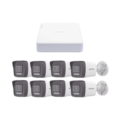 Kit IP 1080p (2 Megapixel) / NVR de 8 Canales con 8 Puertos PoE / 8 Cámaras IP Bala ColorVu Lite y ACUSENSE Lite / Micrófono Integrado - Toer