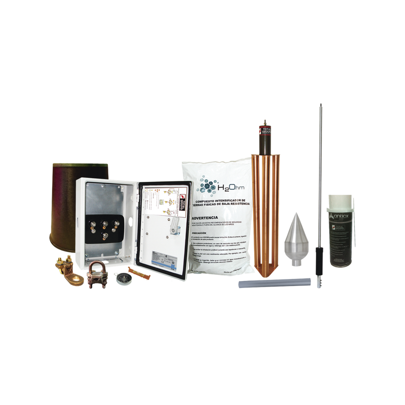 KIT-MASTER-01T Kit Pararrayo con Punta en Acero Inoxidable con Accesorios de Instalación en Torre para Protección de 160 m de Diámetro.