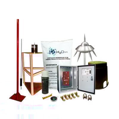 KIT-MASTER-03 Kit Pararrayo con Accesorios para Protección de Diámetro de 200m.