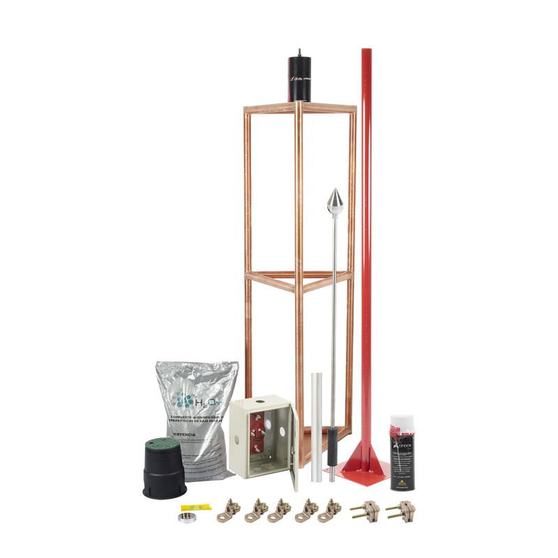 KITMASTER05V2 Kit Pararrayo con Accesorios para Protección de Diámetro de 300m.