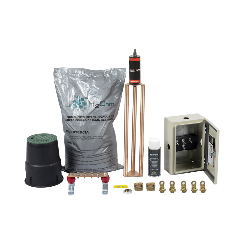 KIT-MASTER-45K-V2 Kit de tierra Física Modelo TG45K con Electrodo Magnetoactivo 50 x 11.5 cm, Capacidad Max: 45 AMP