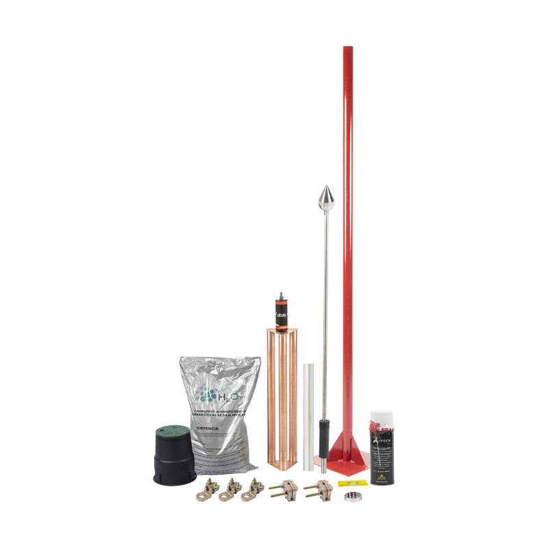 KIT-MASTER-ALU-V2 Kit Pararrayo con Accesorios para Protección de Diámetro de 80 m.