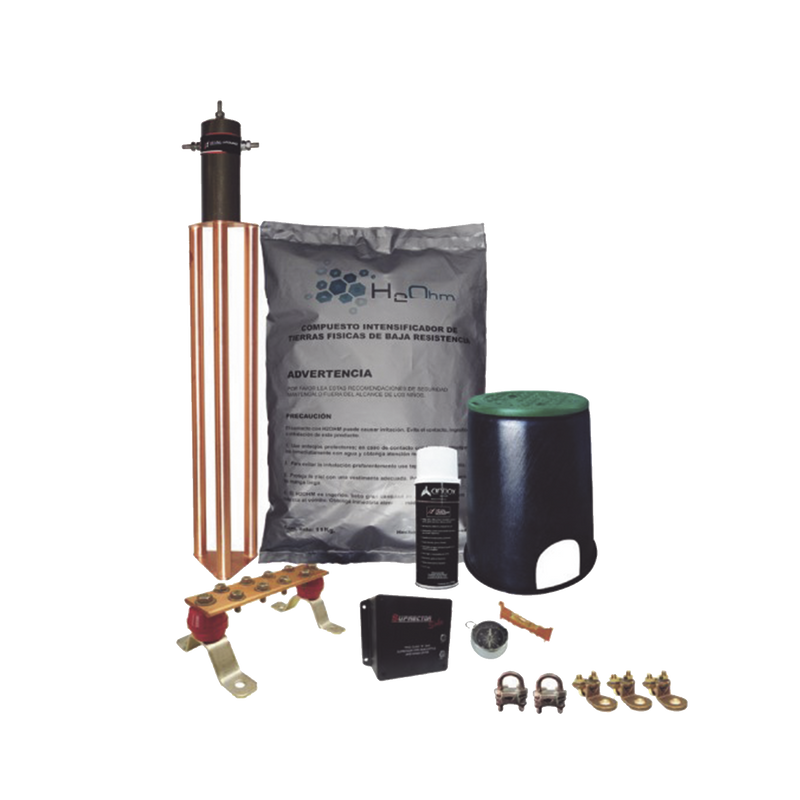 KITMASTERTG-CONMV2 Kit de Tierra Física con Electrodo Magnetoactivo de 45 AMP Y Supresor de Picos SOHO
