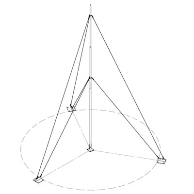 Kit con Mástil Telescópico de 15 m con Accesorios de Instalación (No incluye retenida). - Toer