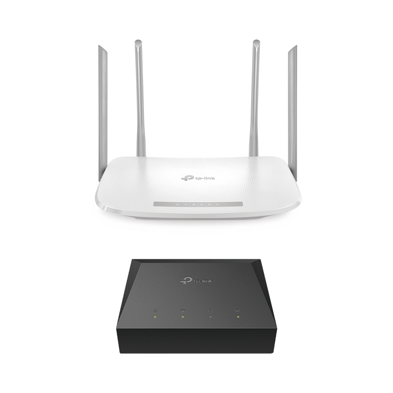 KITONU-EC220G5 Kit de ONU Gigabit XZ000G3 con Router Router Inalámbrico ISP doble banda AC, Hasta 1167 Mbps, 4 antenas externas omnidireccional, Puertos Gigabit