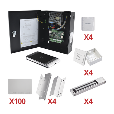 Kit de Control de Acceso con TARJETA para 4 Puertas  / TODO INCLUIDO / Software IVMS4200 incluido - Toer